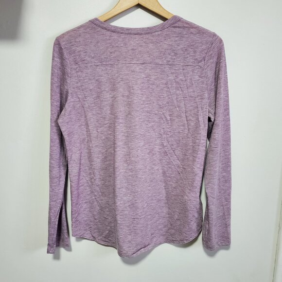 EDDIE BAUER Henley Shirt Roll Tab Long Sleeve Heathered Purple Women's Medium - Picture 9 of 14